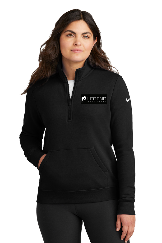 Nike Women's Club Fleece Sleeve Swoosh 1/2-Zip NKDX6720 (White)